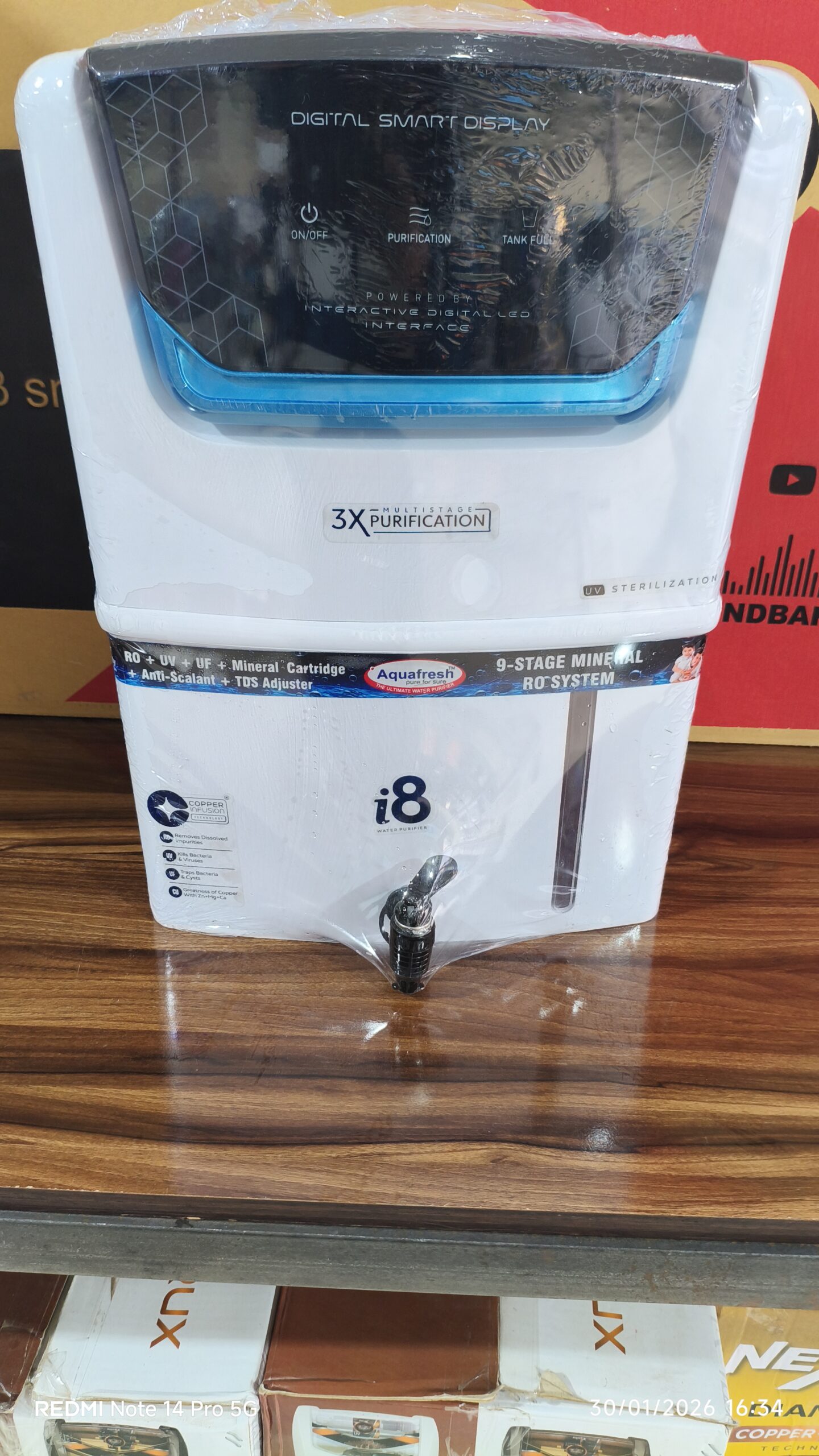 IMG_20260130_163450.jpg Aquabigguard i8 RO+UV+UF+COPPER+ TDS CONTROLLER 15 L RO + UV + UF + Copper Water Purifier - Image 1