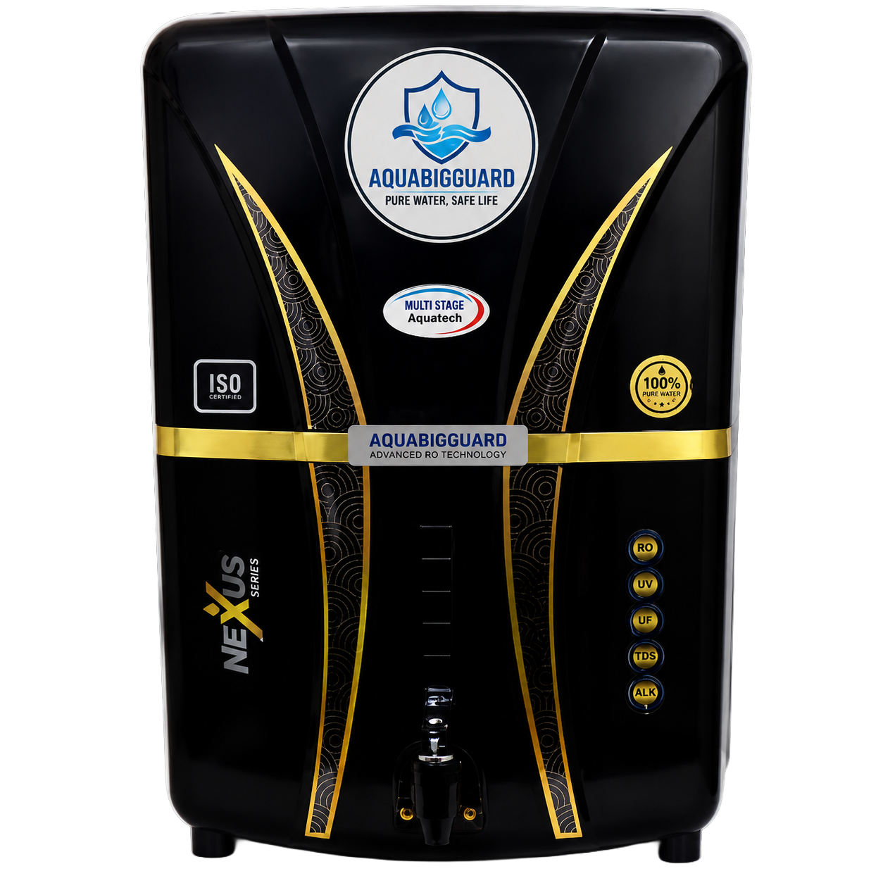 diomond bg remove AQUABIGGUARD Diamond RO+UV+UF+COPPER+ ALKALINE+ TDS CONTROLLER 15 L Water Purifier (Black) - Image 1