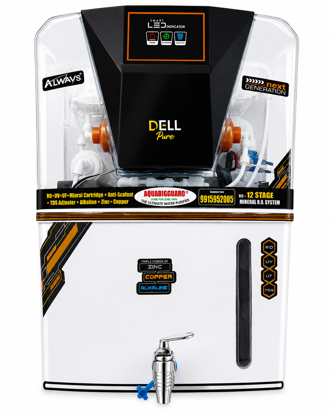 ChatGPT Image Aug 20, 2026, 04_12_48 PM AQUABIGGUARD DELL RO+UV+UF+COPPER+ ZINC+TDS CONTROLLER 15 L + Alkaline Copper Water Purifier(white) - Image 1